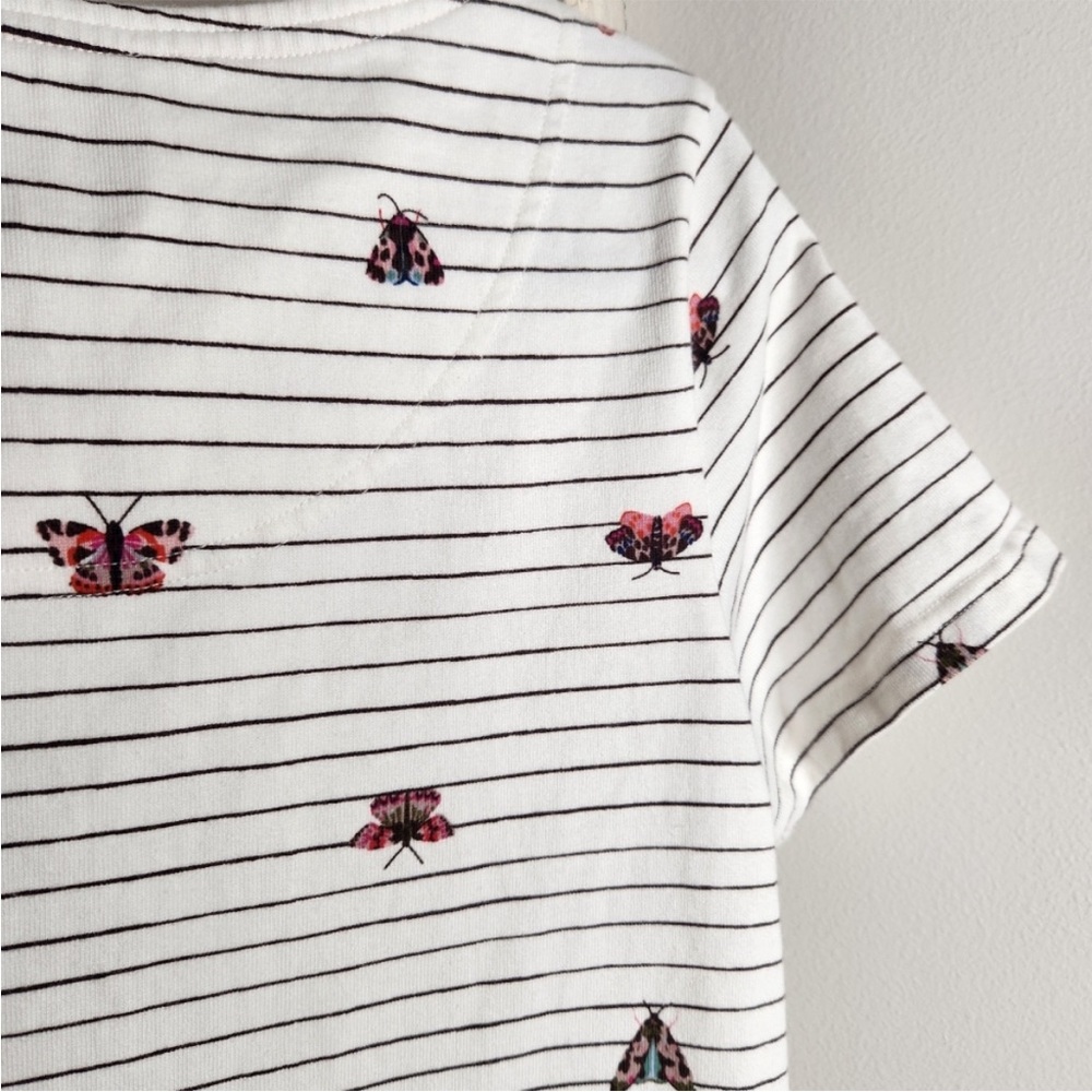 Joules Riviera Butterfly Cream and Black Stripe T-shirt Dress Size, US 10 - Picture 5 of 9